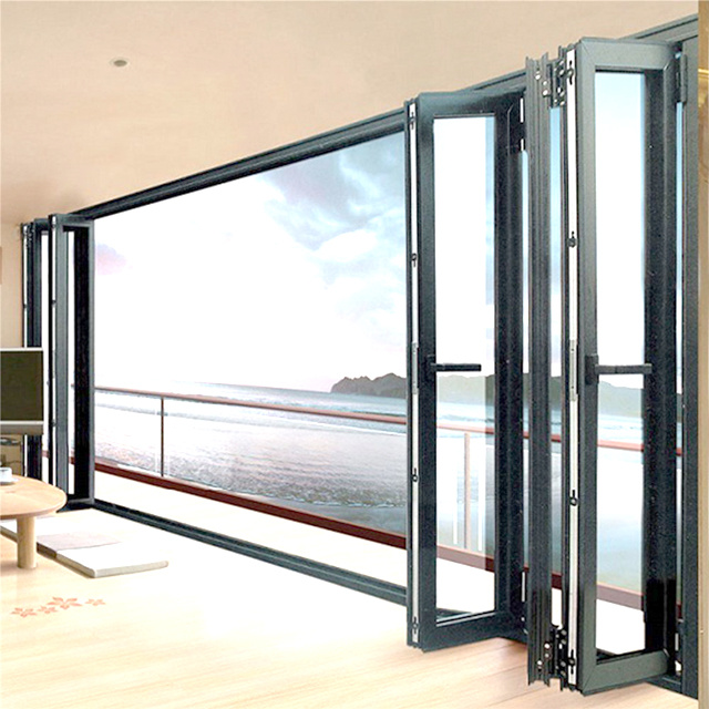 Top Sponsor Listing Folding Doors Folding Factory Make Large Opening Insulated Soundproof Interior Aluminum Glass Bi Folding Narrow Bi Fold Doors