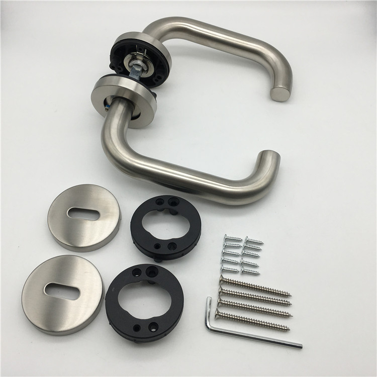 Plastic Base Internal Door 304 Stainless Steel Tube Lever Type Door Handles 