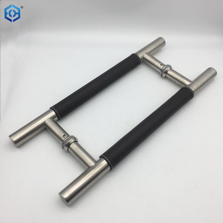Stainless Steel H Type Shower Room Classic Glass Door Handle with Leather