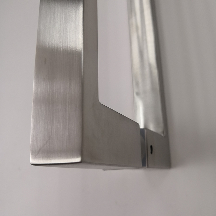 Brushed Nickel Square Commercial Stainless Steel Bathroom Glass Long Door Pull Handle 