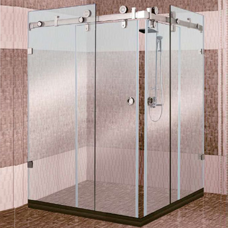 Bathroom Indoor Stainless Steel Rollers Double Tempered Glass Sliding Shower Door